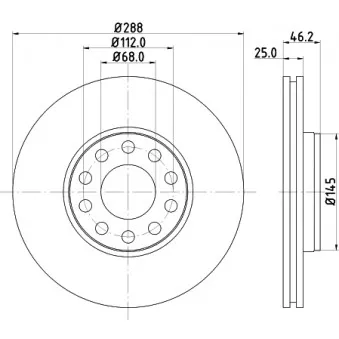 Jeu de 2 disques de frein avant HELLA 8DD 355 109-621 pour VOLKSWAGEN PASSAT 2,8 - 190cv