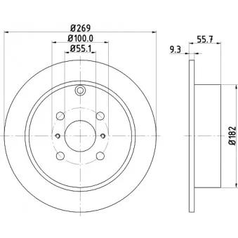Jeu de 2 disques de frein arrière HELLA 8DD 355 110-491 pour TOYOTA YARIS 1.4 D4d - 75cv