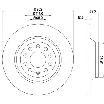 Jeu de 2 disques de frein arrière HELLA OEM 4F0615601E