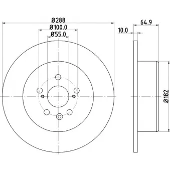 Jeu de 2 disques de frein arrière HELLA 8DD 355 111-701 pour TOYOTA AVENSIS 1.6 - 110cv