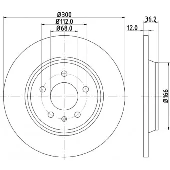 Jeu de 2 disques de frein arrière HELLA OEM 8K0615601J