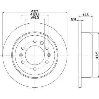 Jeu de 2 disques de frein arrière HELLA 8DD 355 114-041 pour KIA CARNIVAL 2.5 V6 - 150cv