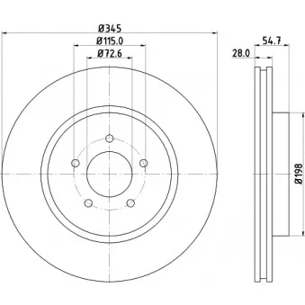 Jeu de 2 disques de frein avant HELLA OEM 4779197AB