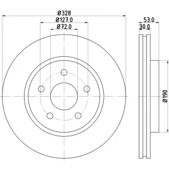 Jeu de 2 disques de frein avant HELLA 8DD 355 115-921 pour JEEP COMMANDER 3.7 V6 - 214cv