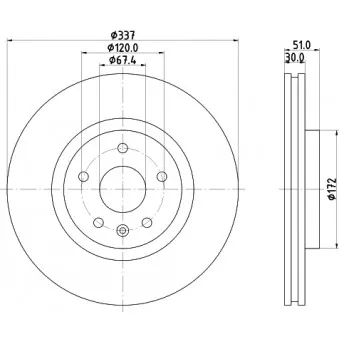 Jeu de 2 disques de frein avant HELLA OEM 569335