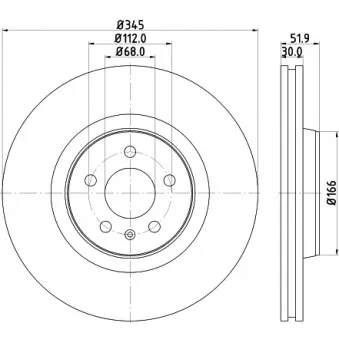 Jeu de 2 disques de frein avant HELLA 8DD 355 117-181 pour AUDI A6 2.0 TFSI - 252cv