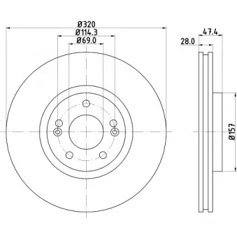 Jeu de 2 disques de frein avant HELLA OEM 517122T100