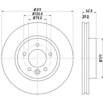 Jeu de 2 disques de frein avant HELLA 8DD 355 118-641 pour LAND ROVER DISCOVERY 3.0 TD 4x4 - 245cv