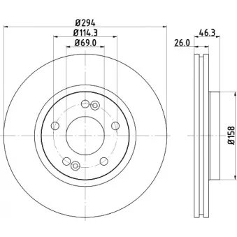 Jeu de 2 disques de frein avant HELLA 8DD 355 118-671 pour HYUNDAI SANTA FÉ 2.4 16V - 136cv