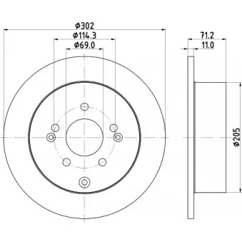 Jeu de 2 disques de frein arrière HELLA 8DD 355 119-051 pour VOLKSWAGEN POLO 2.7 4x4 - 170cv