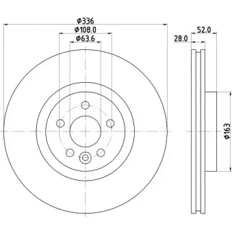 Jeu de 2 disques de frein avant HELLA OEM 30769057