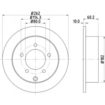 Jeu de 2 disques de frein arrière HELLA 8DD 355 119-181 pour MITSUBISHI LANCER 1.8 - 143cv
