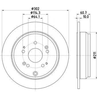 Jeu de 2 disques de frein arrière HELLA OEM 42510T1GG00