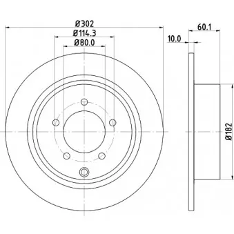 Jeu de 2 disques de frein arrière HELLA OEM 1606292080