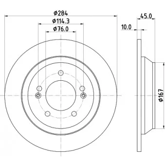 Jeu de 2 disques de frein arrière HELLA 8DD 355 120-471 pour KIA CARENS CRDi - 116cv