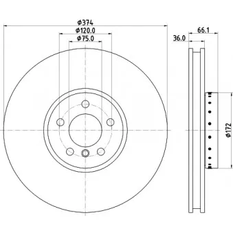 HELLA 8DD 355 120-711 - Disque de frein avant droit