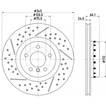Jeu de 2 disques de frein arrière HELLA OEM 34206797598