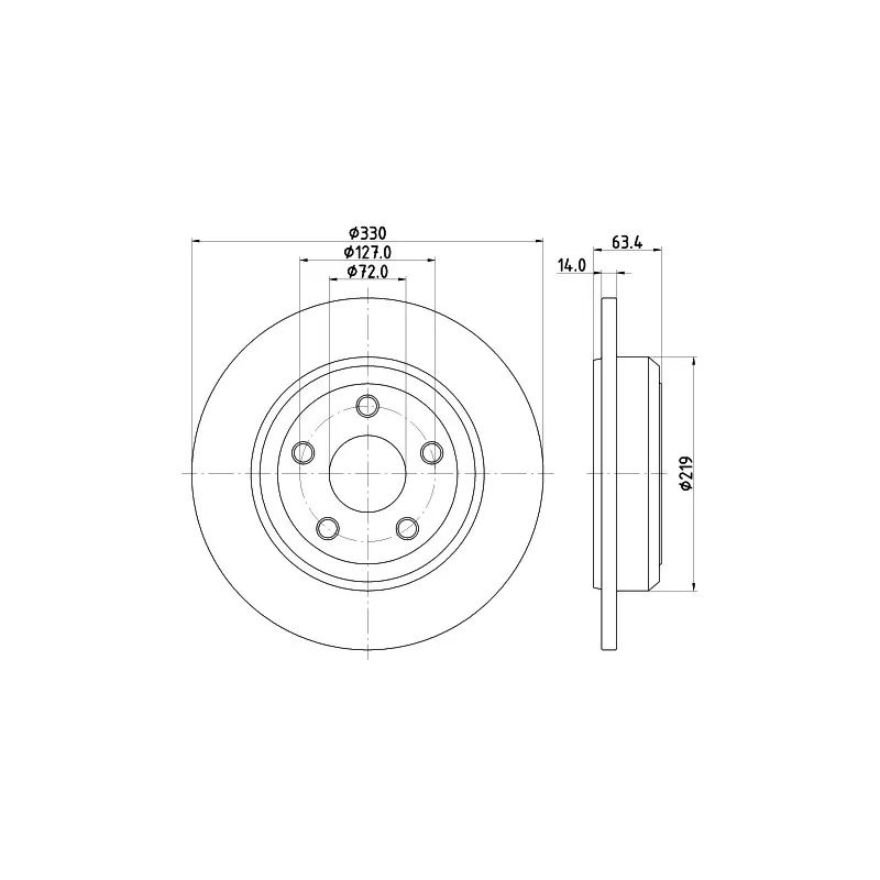 Jeu de 2 disques de frein arrière HELLA 8DD 355 122-671 - Visuel 1