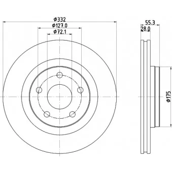 Jeu de 2 disques de frein avant HELLA 8DD 355 123-141 pour JEEP WRANGLER 3.8 - 208cv