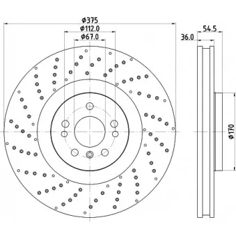 Jeu de 2 disques de frein avant HELLA OEM A1664211600