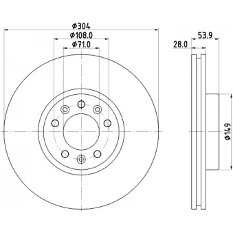 Jeu de 2 disques de frein avant HELLA 8DD 355 125-411 pour FIAT SCUDO E-SCUDO - 136cv