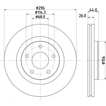 Jeu de 2 disques de frein avant HELLA 8DD 355 125-521 pour NISSAN JUKE 1.6 - 190cv