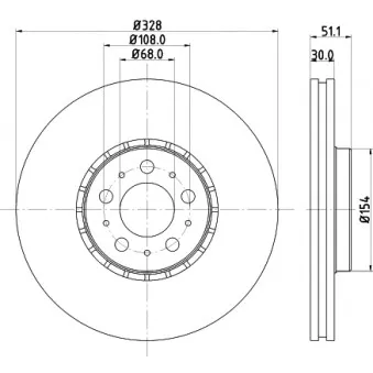 Jeu de 2 disques de frein avant HELLA 8DD 355 125-581 pour HONDA ACCORD V8 AWD - 320cv