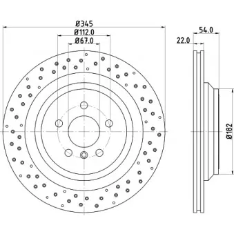 Jeu de 2 disques de frein arrière HELLA 8DD 355 126-281 pour MERCEDES-BENZ CLASSE GL GL 350 CDI / BlueTec 4-matic - 258cv