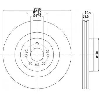 Jeu de 2 disques de frein avant HELLA 8DD 355 126-321 pour MERCEDES-BENZ CLASSE GL GL 350 CDI / BlueTec 4-matic - 258cv