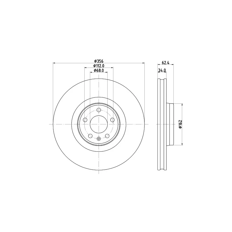 Jeu de 2 disques de frein avant HELLA 8DD 355 126-691 - Visuel 1