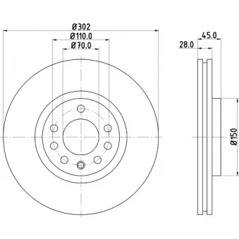 Jeu de 2 disques de frein avant HELLA 8DD 355 127-831 pour MITSUBISHI SIGMA 2.8 Turbo V6 - 280cv