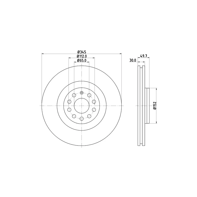 Jeu de 2 disques de frein avant HELLA 8DD 355 127-981 - Visuel 1