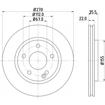 Jeu de 2 disques de frein avant HELLA 8DD 355 128-161 pour MERCEDES-BENZ VANEO 1.7 CDI - 91cv