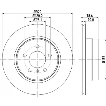 Jeu de 2 disques de frein arrière HELLA 8DD 355 128-761 pour BMW X5 xDrive 35 i - 320cv