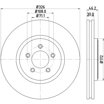 Jeu de 2 disques de frein avant HELLA 8DD 355 128-881 pour JAGUAR XJ V6 2.7 D - 207cv