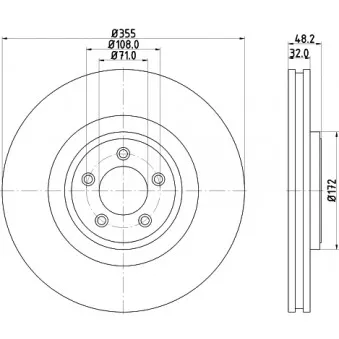 Jeu de 2 disques de frein avant HELLA 8DD 355 129-071 pour JAGUAR XJ R 4.2 - 395cv