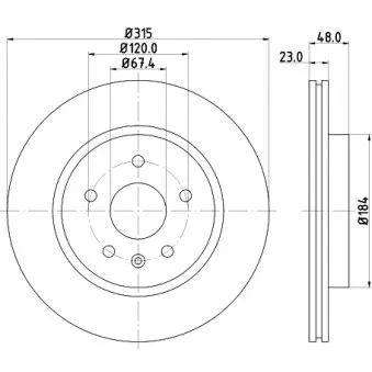 Jeu de 2 disques de frein arrière HELLA OEM 13501303