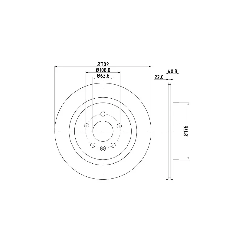 Jeu de 2 disques de frein arrière HELLA 8DD 355 129-551 - Visuel 1