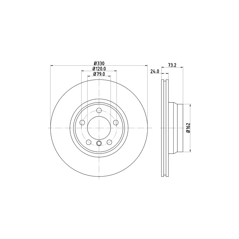 Jeu de 2 disques de frein avant HELLA 8DD 355 129-651 - Visuel 1