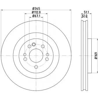 Jeu de 2 disques de frein avant HELLA OEM A1634210312