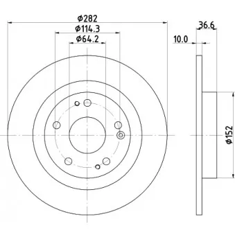 Jeu de 2 disques de frein arrière HELLA 8DD 355 131-901 pour HONDA CIVIC 1.0 VTEC - 126cv