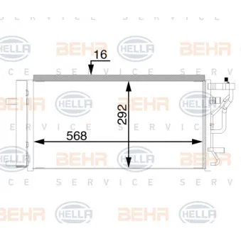 Condenseur, climatisation HELLA 8FC 351 008-464 pour MERCEDES-BENZ ACTROS 1.6 T-GDI - 186cv
