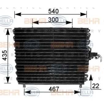 Condenseur, climatisation HELLA 8FC 351 035-771 pour MERCEDES-BENZ CLASSE E E 300 T Turbo-D - 147cv