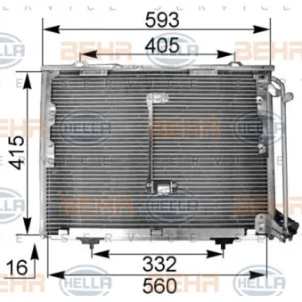 Condenseur, climatisation HELLA 8FC 351 036-014 pour MERCEDES-BENZ CLASSE C C 250 Turbo-D - 150cv