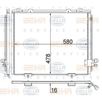 Condenseur, climatisation HELLA 8FC 351 036-761 pour MERCEDES-BENZ CLASSE E E 240 T - 170cv