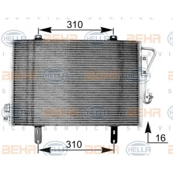 Condenseur, climatisation HELLA 8FC 351 038-591 pour RENAULT KANGOO D 65 1.9 - 64cv