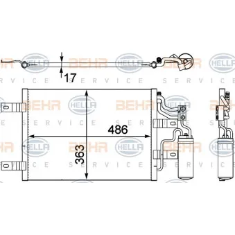 Condenseur, climatisation HELLA 8FC 351 302-551 pour OPEL MERIVA 1.7 DTI - 75cv