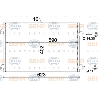 Condenseur, climatisation HELLA 8FC 351 310-791 pour RENAULT CLIO 1.5 dCi - 100cv