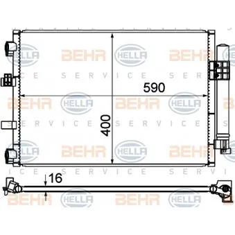 Condenseur, climatisation HELLA 8FC 351 344-554 pour FORD C-MAX 1.6 TDCi - 115cv