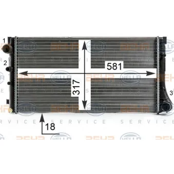 Radiateur, refroidissement du moteur HELLA 8MK 376 700-291